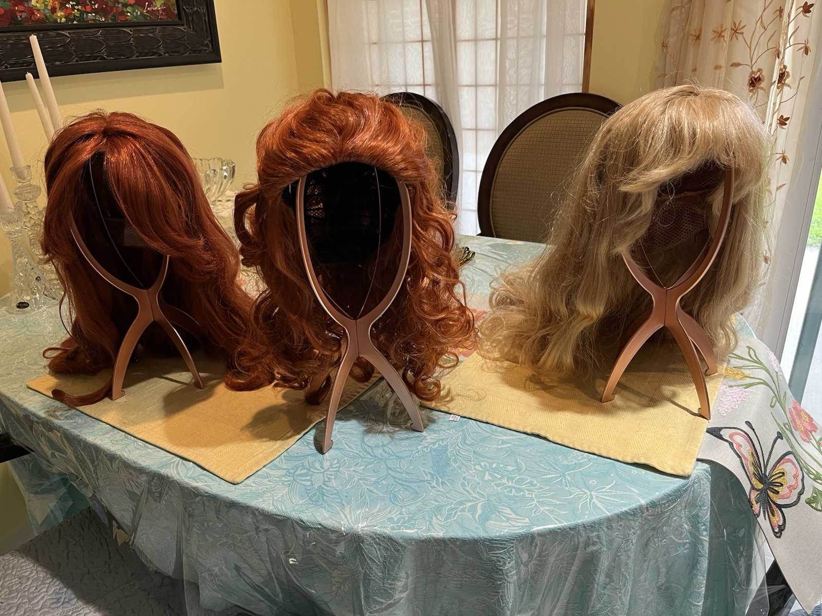 Bundle 3 Vintage Long Red/Long Blond Big Hair Wigs: Washed,Curled,Ready To Wear