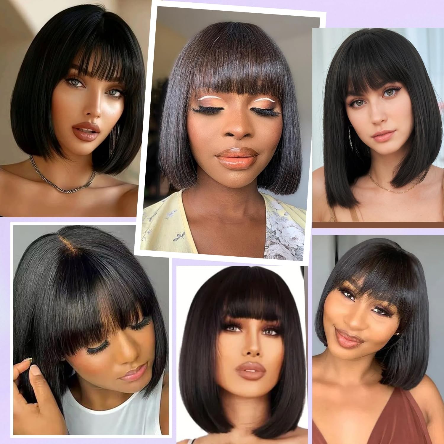 Short Bob Wig with Bangs Human Hair Glueless Lace Bob Wigs 2X1 Bob Wig Straight