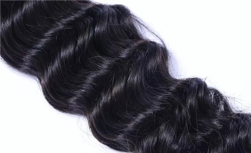 12A 20+20+22 PERUVIAN RAW VIRGIN HUMAN HAIR DEEP WAVES NATURAL COLOUR 1B# 300g