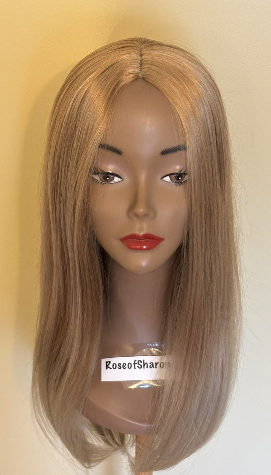 22” Long Synthetic Wig Blonde Sz Average Adjustable Center Skin Part Clean J-11