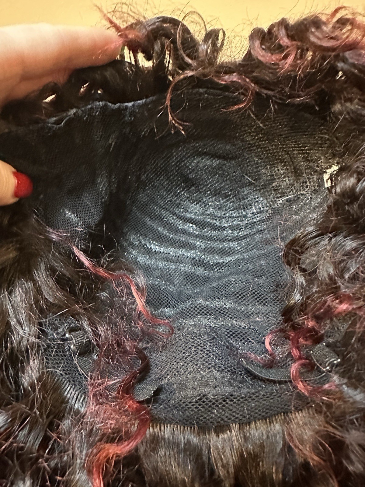 1B/burgundy Curly Synthetic Wig
