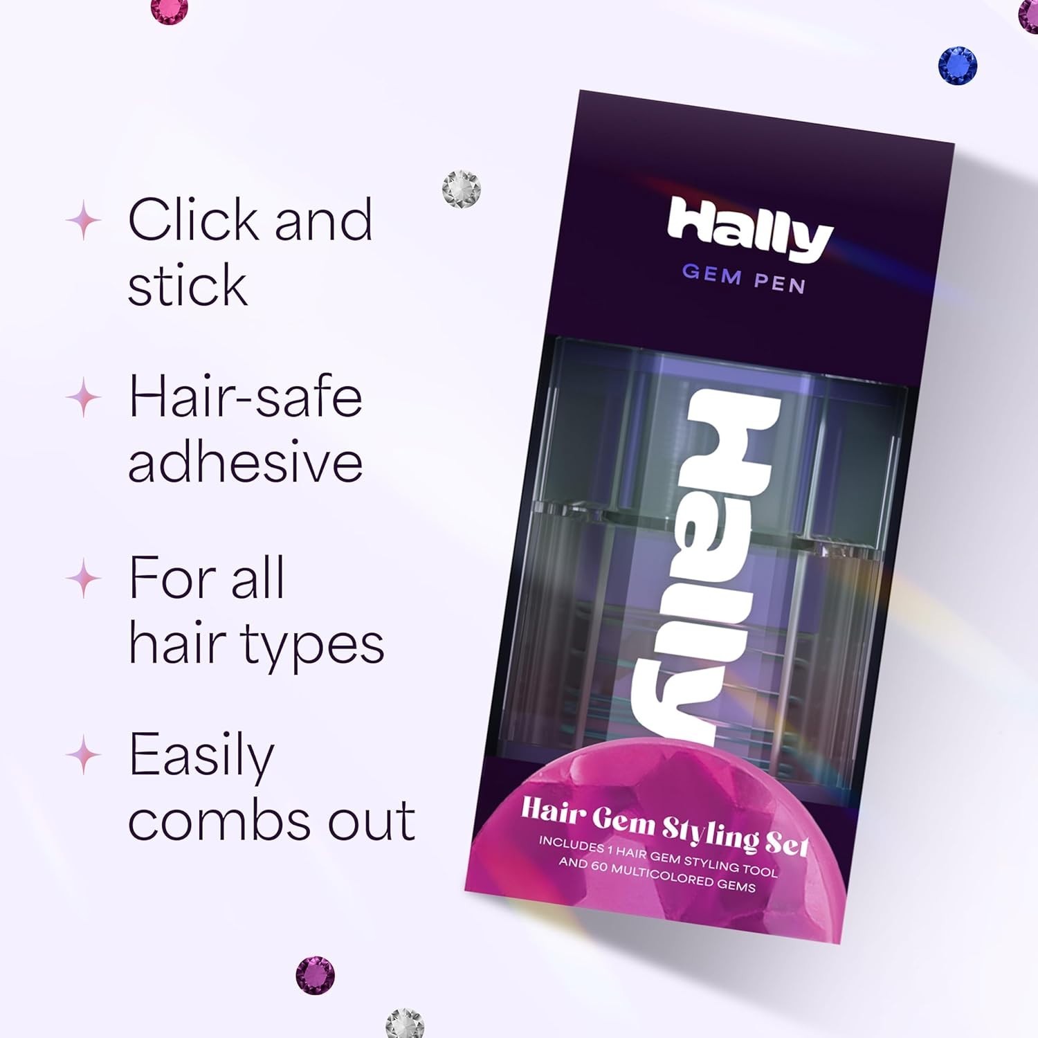Fun & Mess-Free Hair Gems for Girls: 240 Adhesive Stones with Gem Applicator
