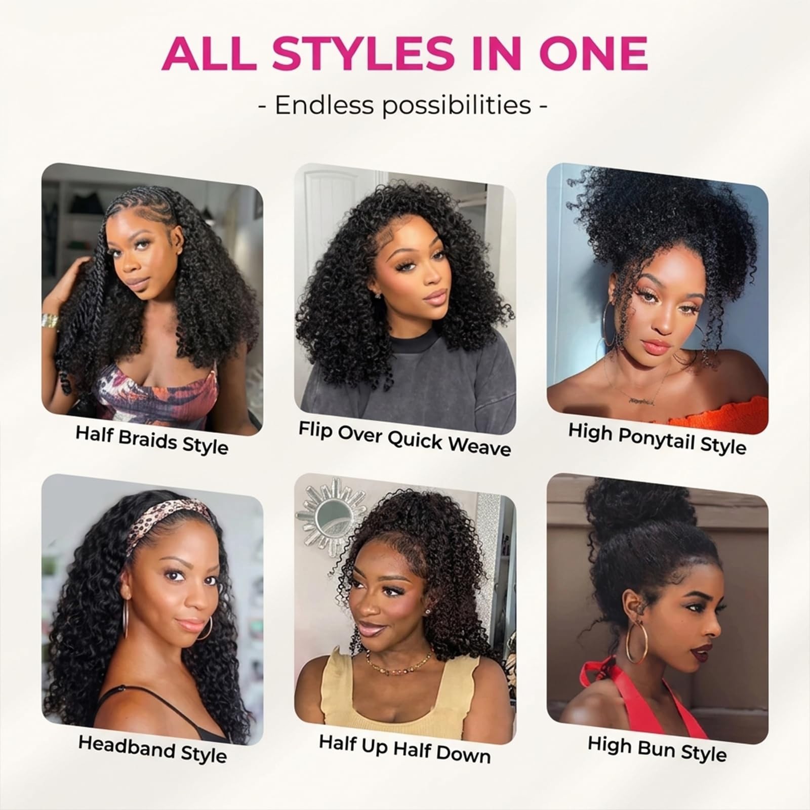 180 Density 16 Inch Half Wig Human Hair, Glueless Drawstring Clip-In, Water Wave