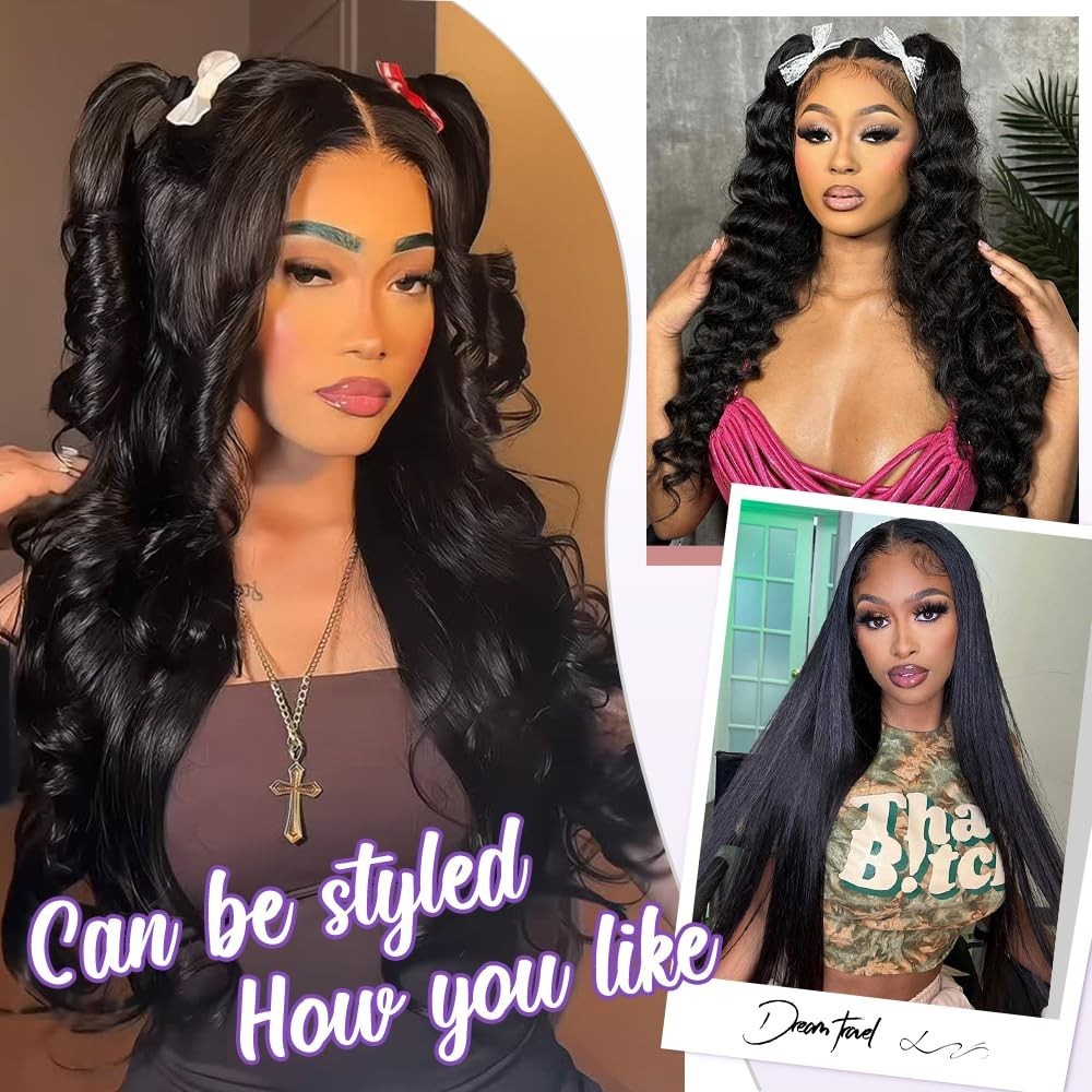 32″ 13×6 Lace Front Wig Human Hair, 200% Density, Pre-Plucked, Silky Smooth, Nat