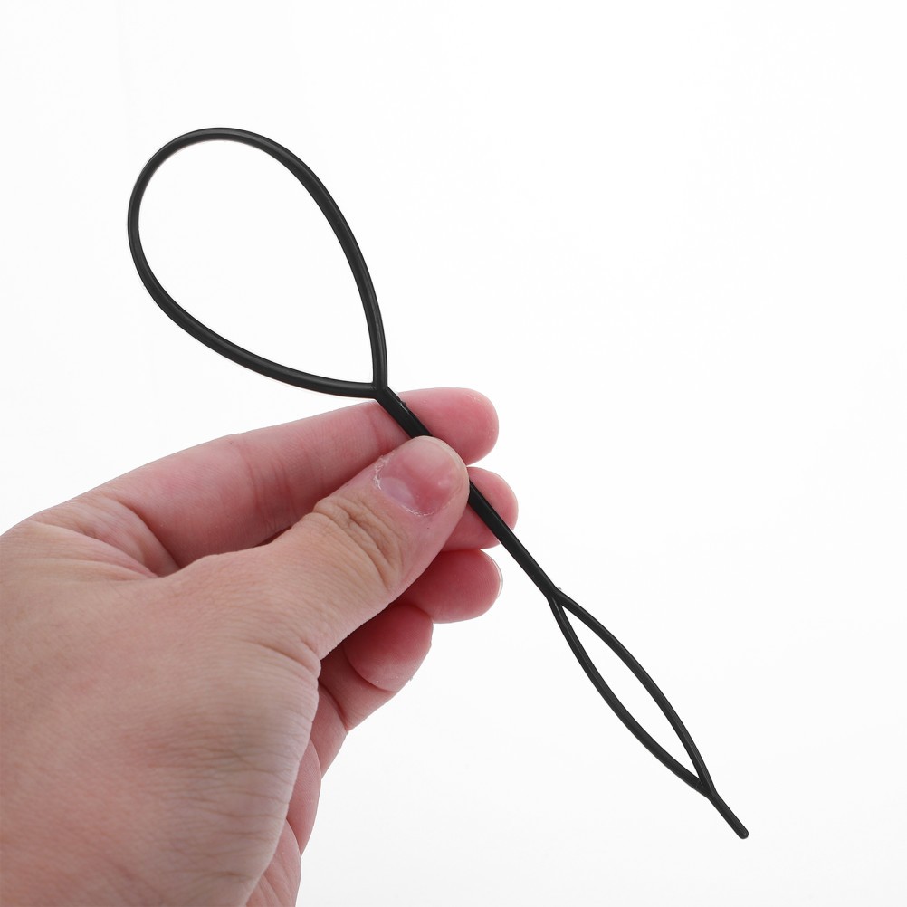 2Pcs Reusable Black Hairdressing Tool Elastic Crochet Braids Needle for Women