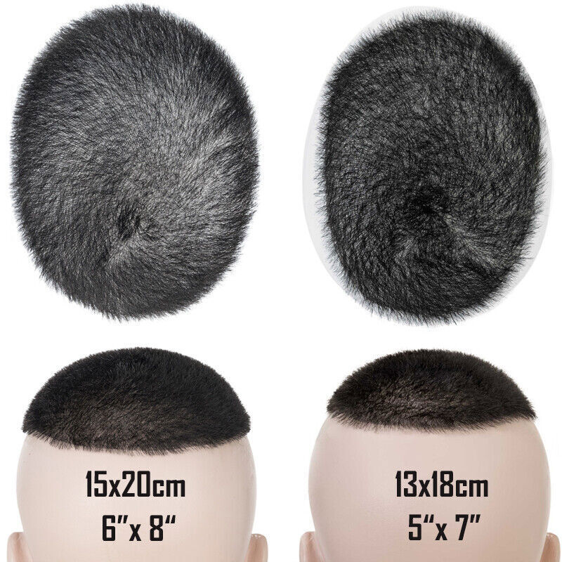 Men Short Buzz Cut Hair PU Thin Skin Toupee Human Hair Scalp Replacement