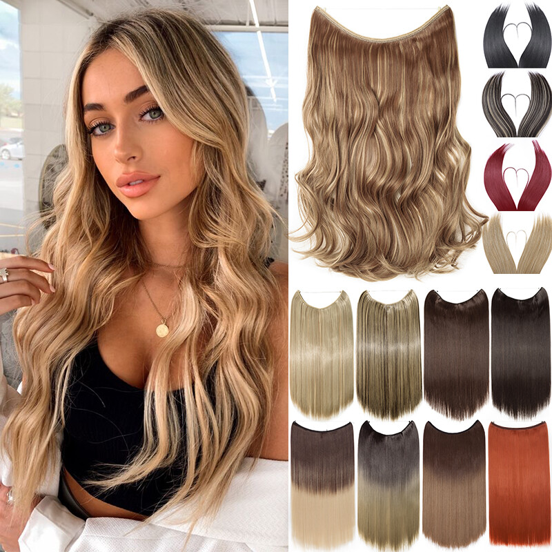 US Wire In Hair Extensions Elastic Band Secret Miracle Ring 100% Real Thick Hair