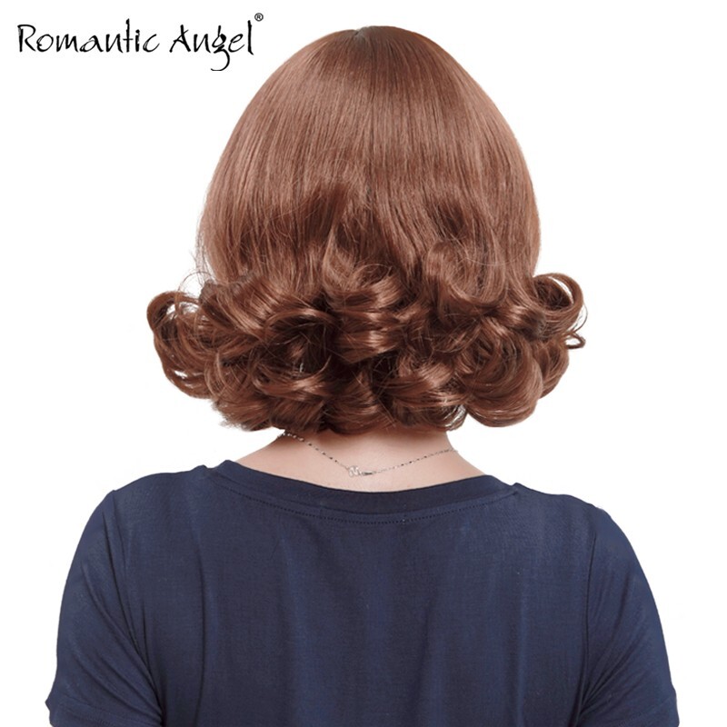 short wave curly with bang bob brow-skimming bangs similar human hair wigs