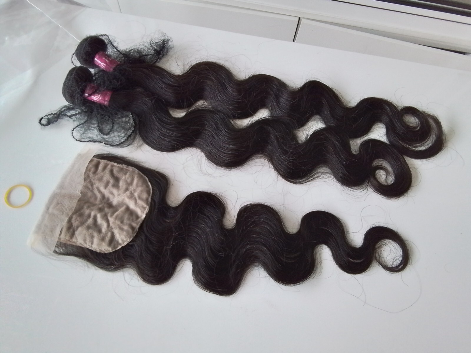 26+28 AND 24INCH 4X4 SILK BASE CLOSURE BRAZILIAN HUMAN HAIR 1b# BODY WAVES 250g