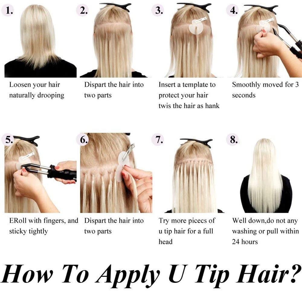 Pre-bonded Keratin U Tip Hair Extensions Real Human Hair Glue Fusion Nail Tip 1g