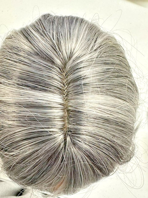 Women Cosplay Costume Gray Silver White Straight Wig Shoulder Length Hair