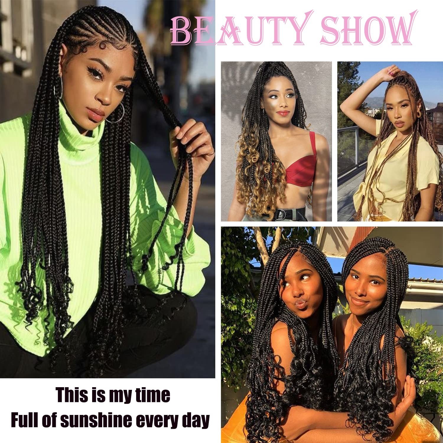 ROSESSEA 6Pcs/Pack Crochet Hair Crochet Box Braids Curly Ends 24 Strands/pcs …