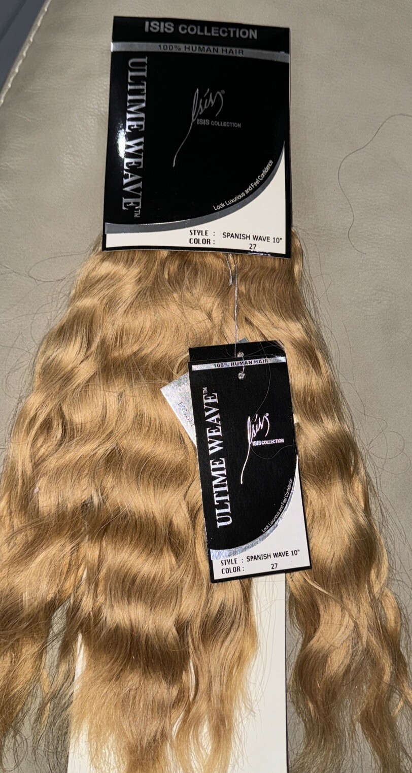 Ultimate Weave Isis HH Remi Hair Tangle Free Spanish Wave 10” Color 27 Db Pk