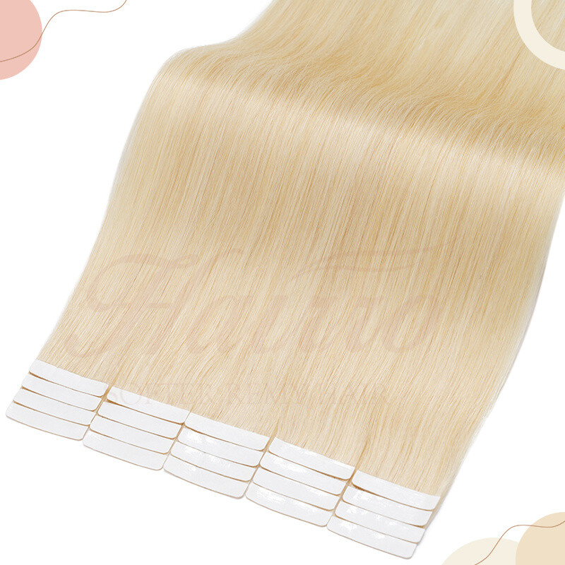 Blonde Tape In Human Hair Extensions 100% Real Remy Hair Double Drawn Thick End