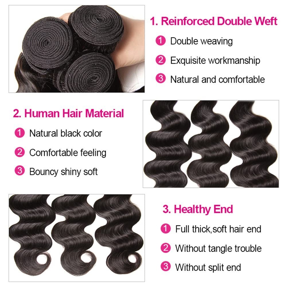 Virgin Brazilian Hair Bundles + Lace Closure Combo