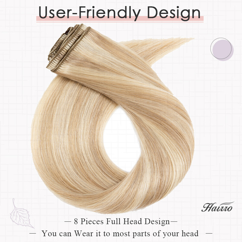 Super Soft Clip In Extensions 100% Real Remy Human Hair 8 Pieces 18Clips WEFTS