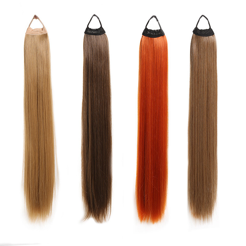 Synthetic Straight Ponytail with Hair Tie Wrap Around Hair Extension for Women