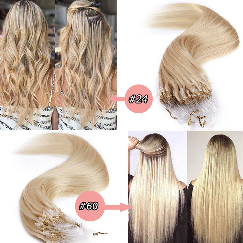 150G Thick Micro Loop Tips Ring Beads Virgin Remy Human Hair Extensions Ombre 9A