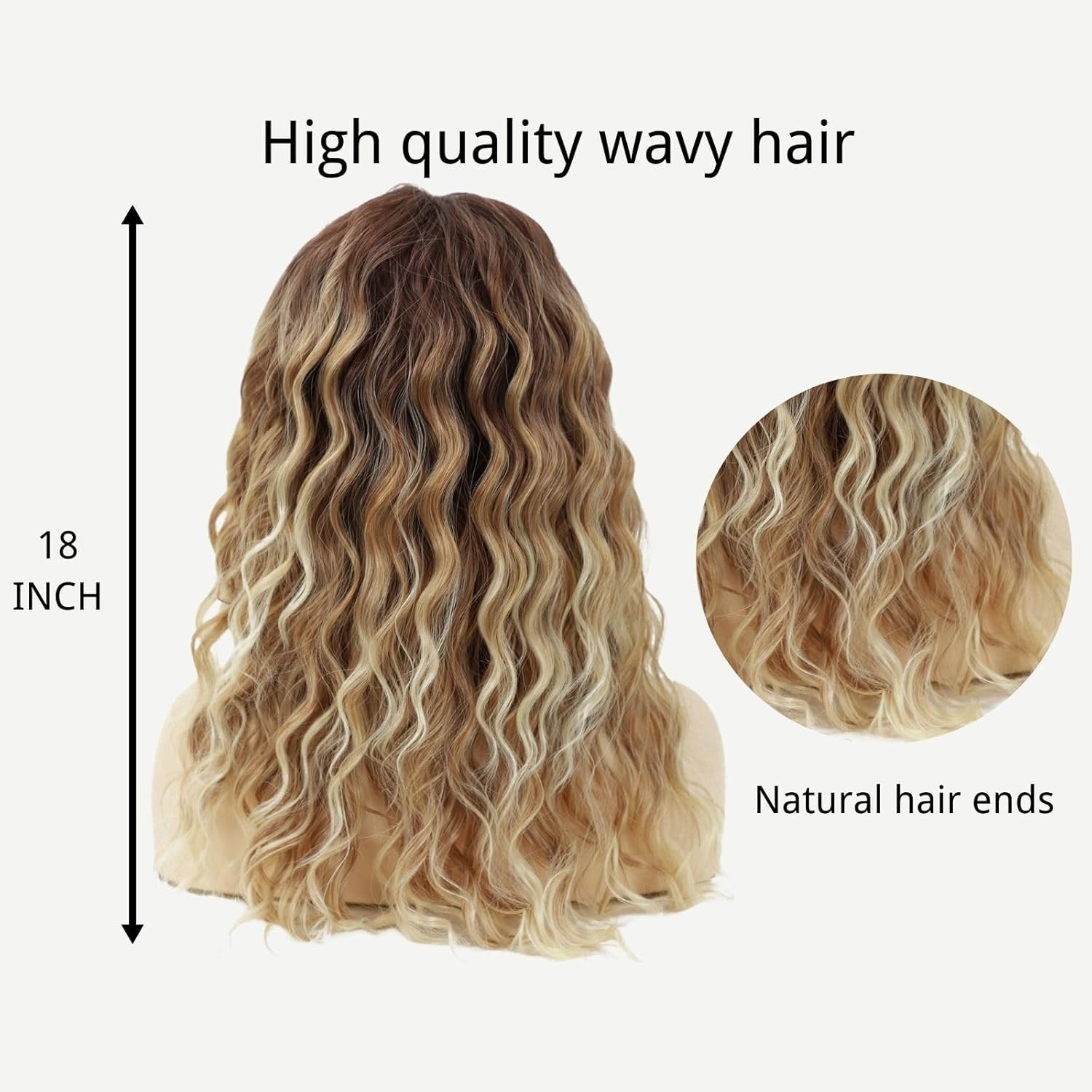 Ombre Blonde Curly Wigs for Women Medium Length Synthetic Wig Afro Wave Curly…