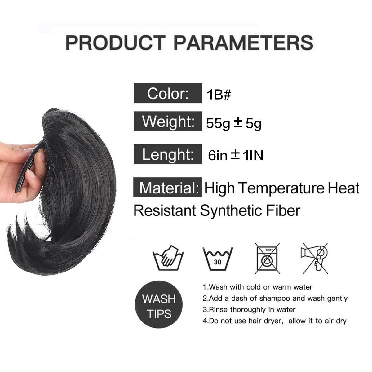 Large Comb Claw On Ponytails Short Wavy Bun Hair Piece Drawstring Pony Extension