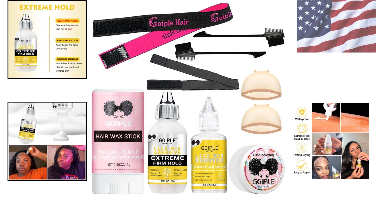 Luxury Lace Front Wig Glue 1.28OZ + Remover & Styling Tools for Flawless Finish