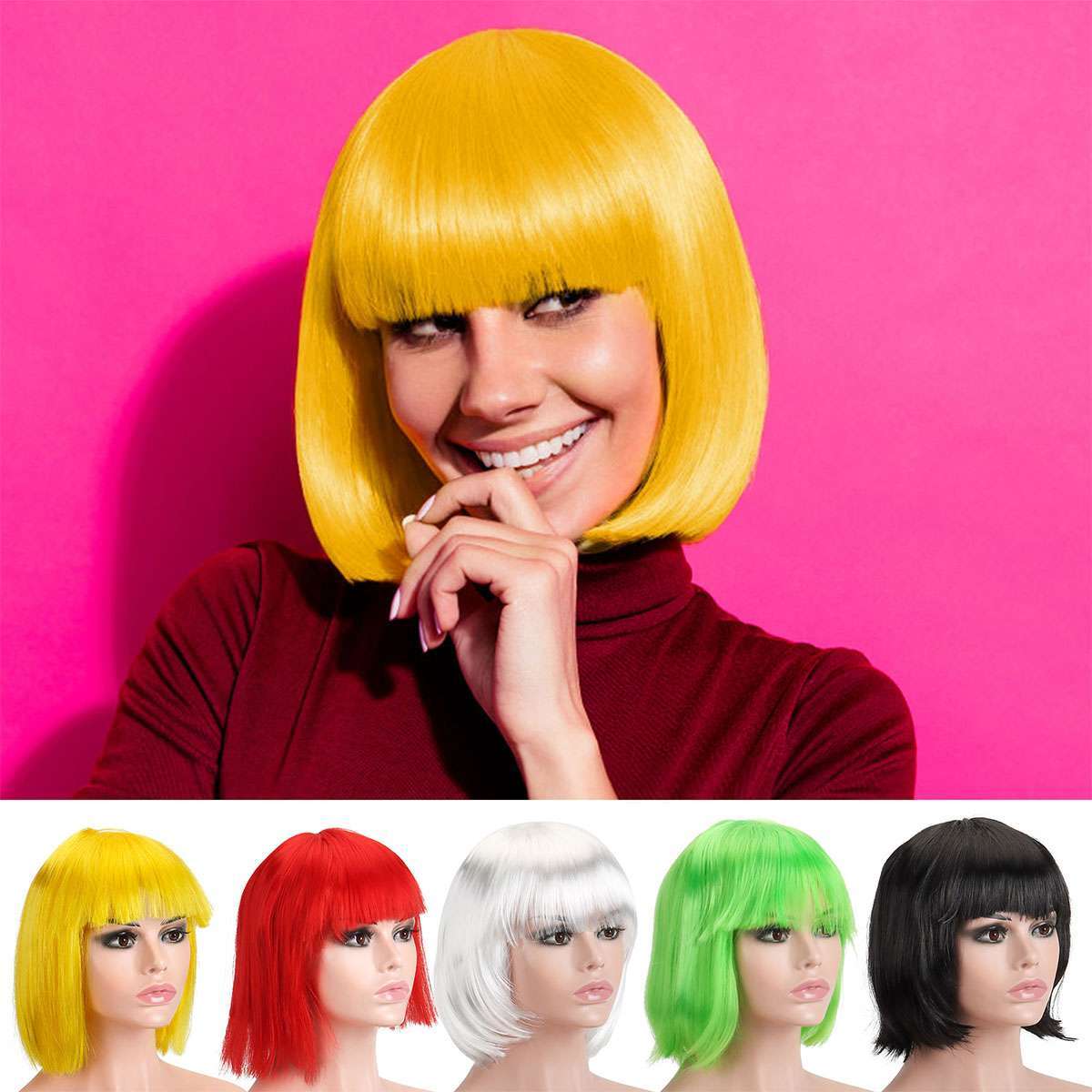 Sexy BOB Full Wig Multiple Colors Cosplay Costume Anime Halloween Party Hair new