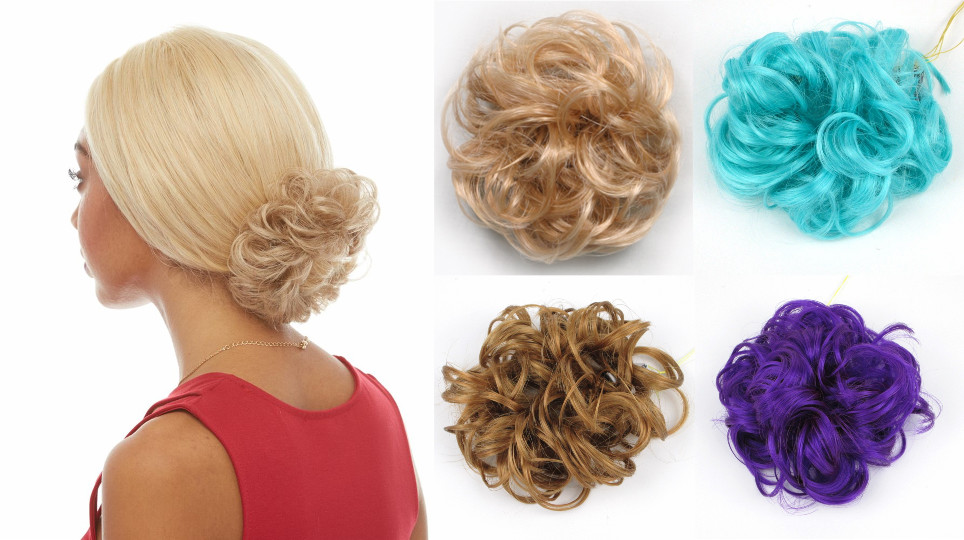 SOFT CURLY MESSY BUN HAIR SCRUNCHIE TIE PONYTAIL HOLDER HAIRPIECE 3″ EXTENSIONS
