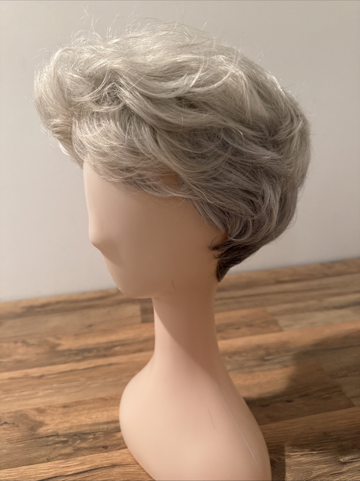 Synthetic Wig Multiple Shades Of Gray Nice Volume Shorter Length Lace Inner Net