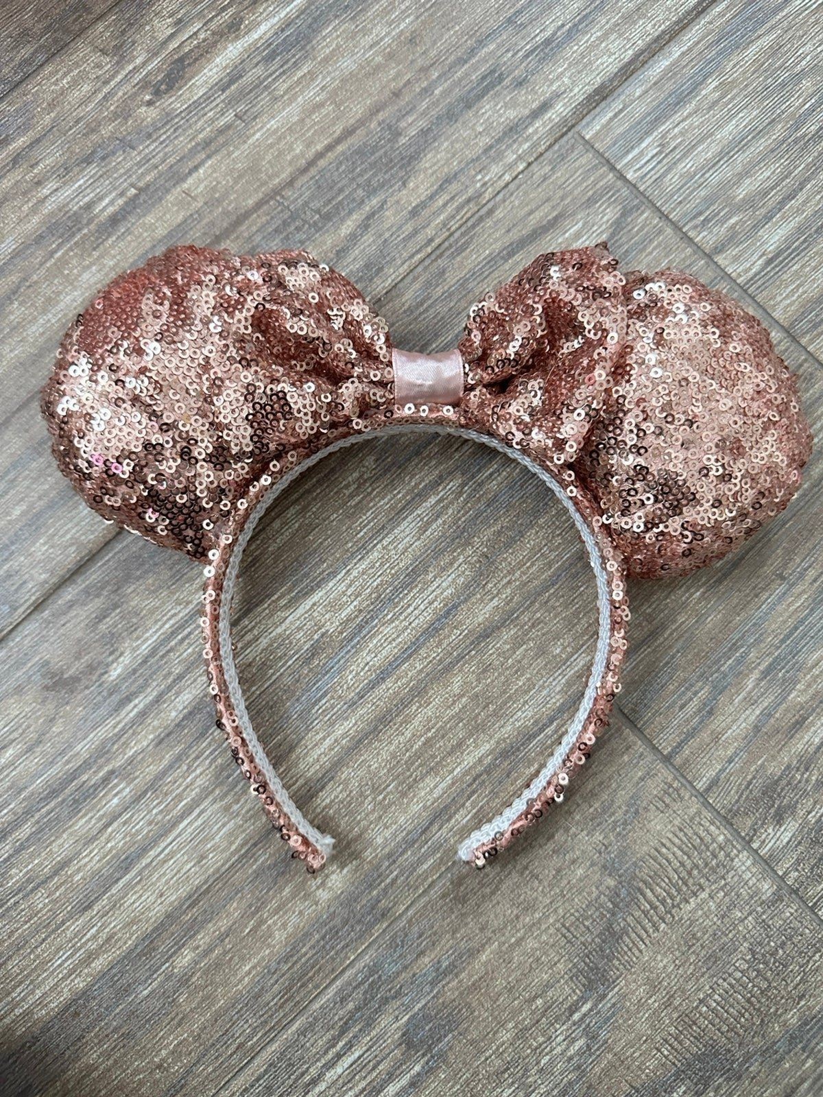Disney World Rose Gold Sequins Minnie Ears Headband