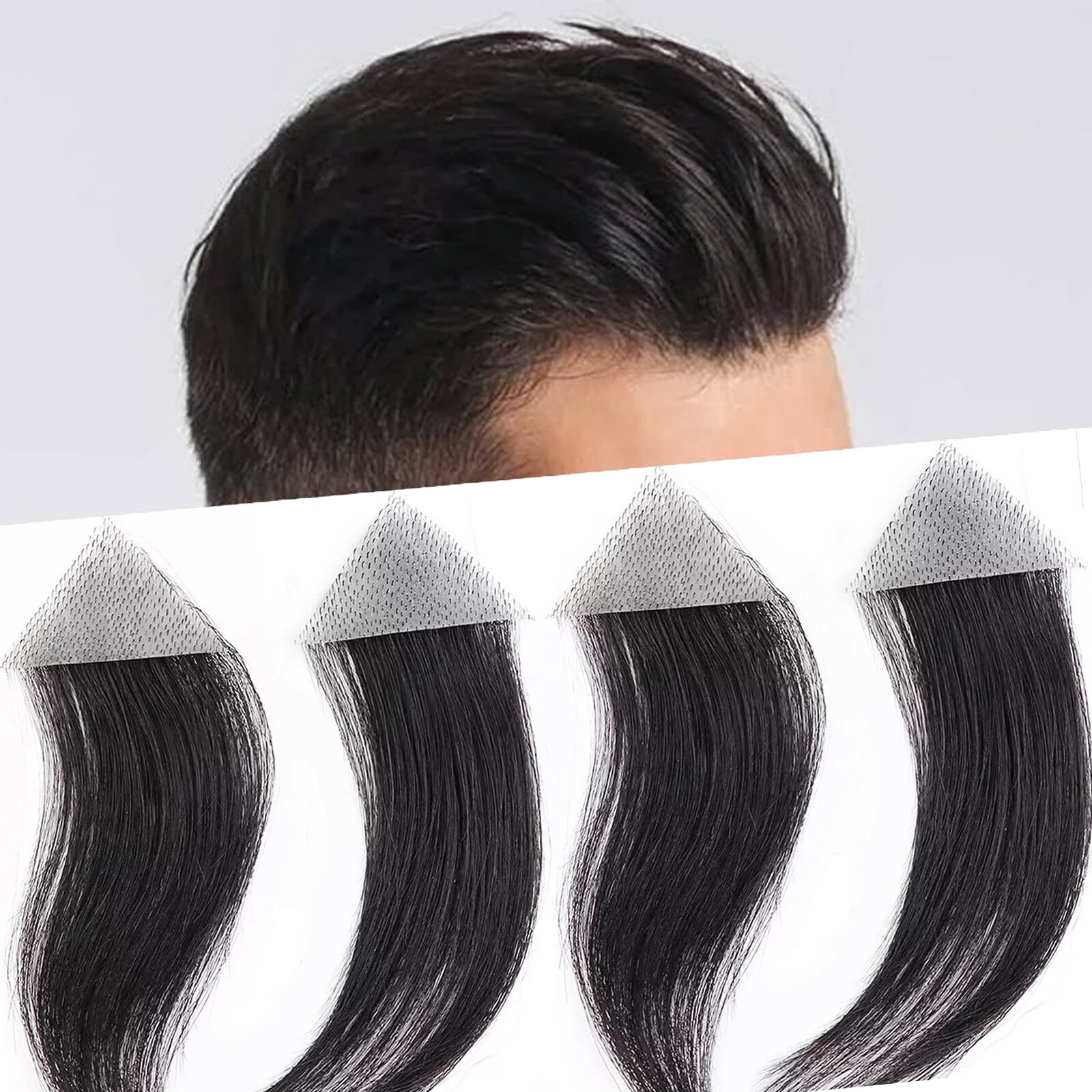 Temple Hair Patches Human Hair Pieces Skin PU Cover-Up Frontal Hairline Toupee