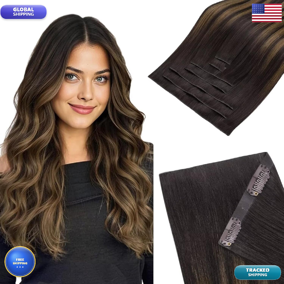 Hotbanana Invisi Edge Clip In Hair Extensions 16Inch 130G Injected Seamless