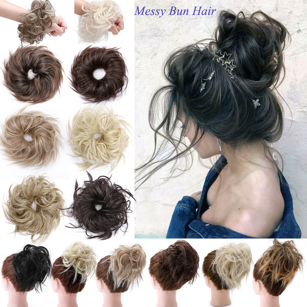 Thick X-Large Messy Bun Hair Piece Scrunchie Updo Wrap Hair Extensions Natural