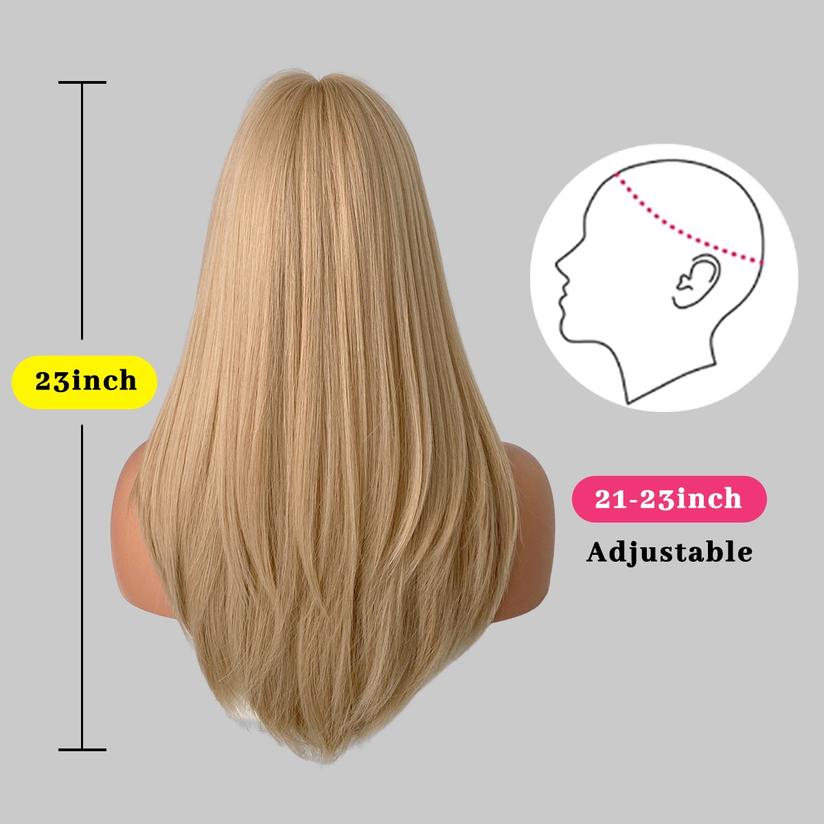 Ash Blonde Heat Resistant Hair Long Straight Dress Up Wig With Bangs