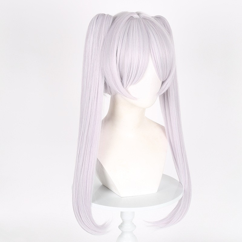 Frieren Beyond Journey’s End Long Silver White Bob Wig Heat Resistant Synthetic