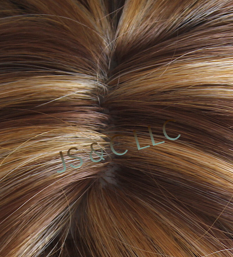 Human Hair Blend Full WIG HEAT OK WAVY Long WBCA Auburn BRown Blonde mixed D8/12