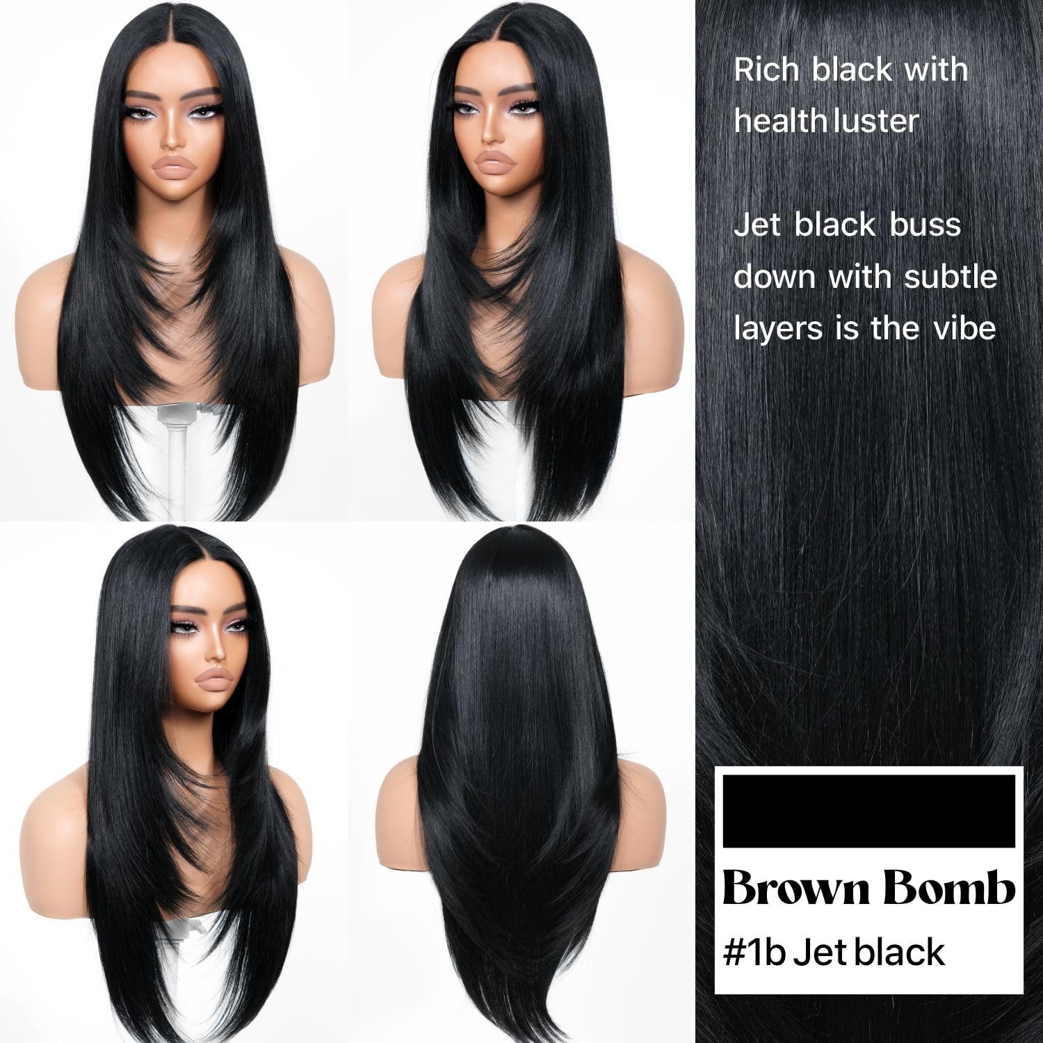 Easy-to-Wear 24-Inch Layered Synthetic Wig with Bangs – Perfect for Beginners