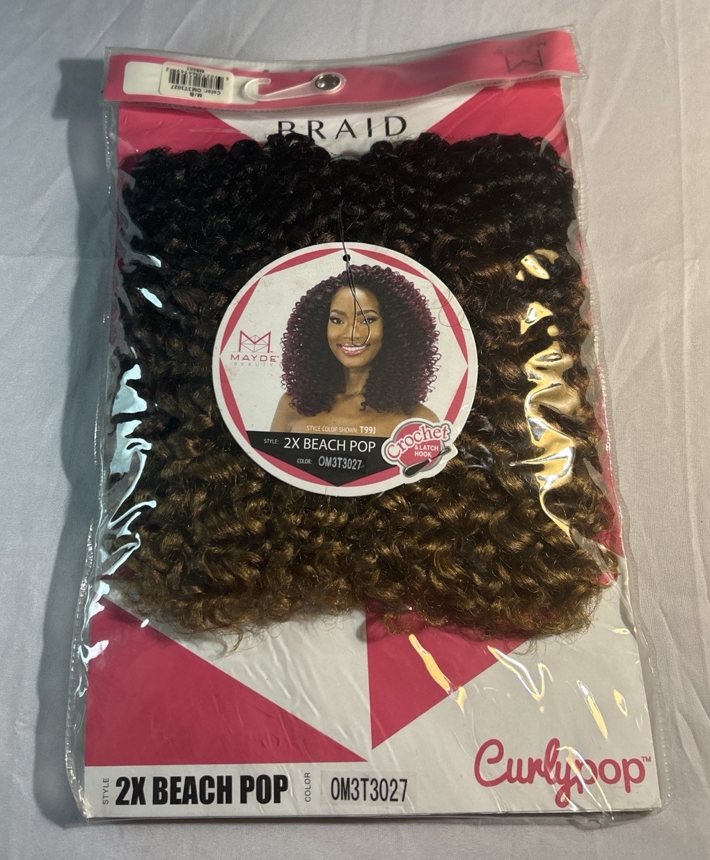 Mayde Beauty 2X Beach Pop Crochet Braid Hair OM3T3027 CurlyPop New Multicolor