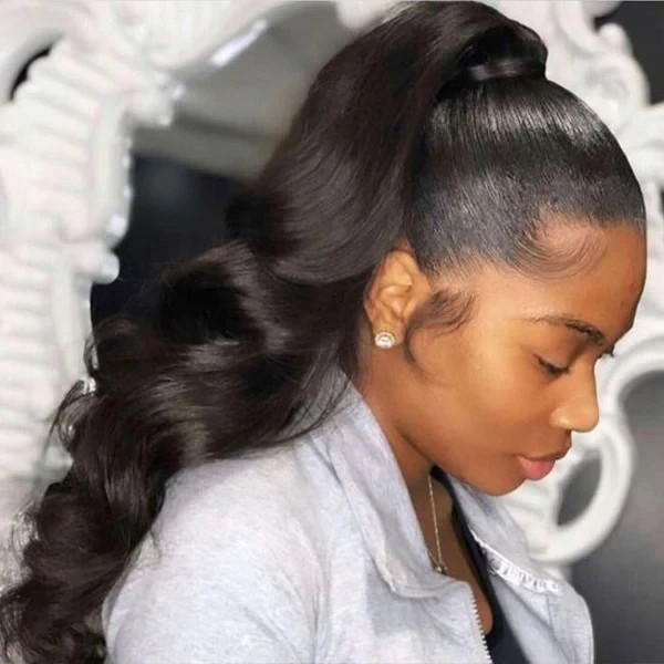 Wrap Around Clip In Ponytail 100 Human Hair Deep Wave Straight