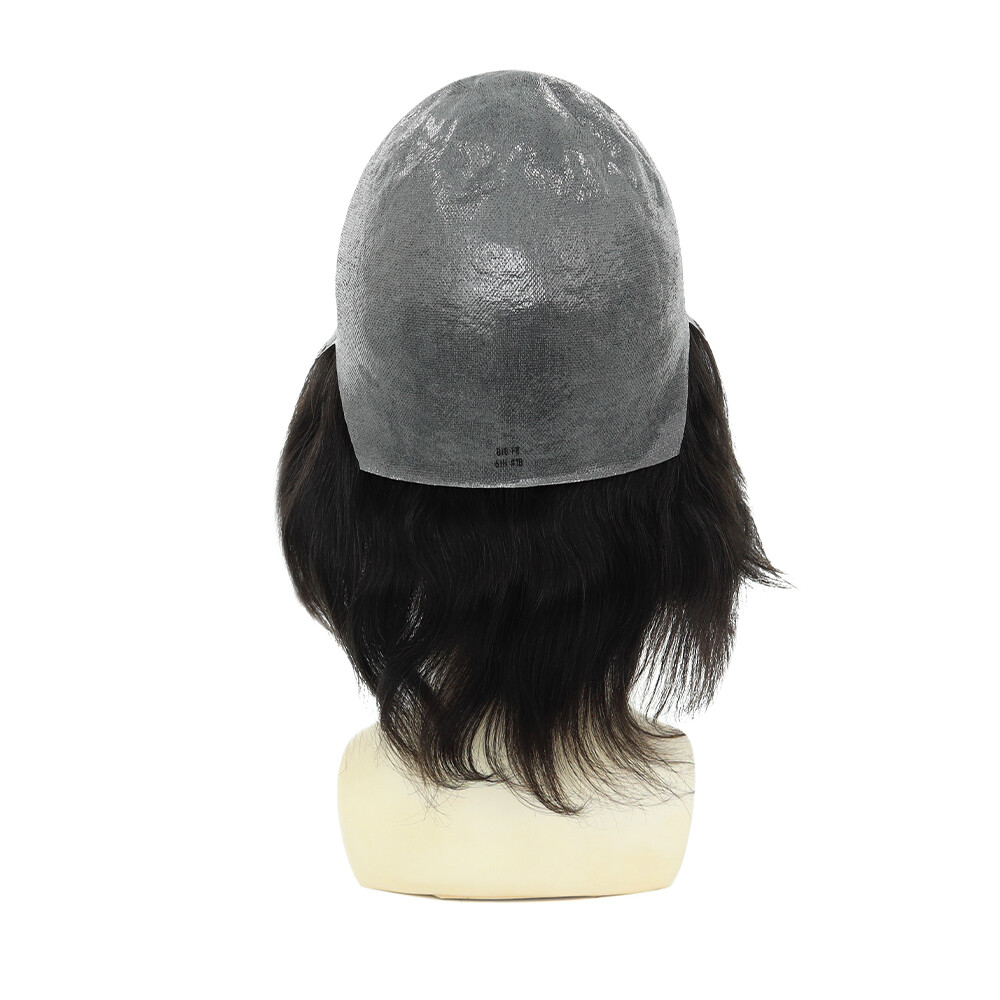 Mens Human Hair Full Head Wigs Thin Skin Wig Hair Replacement Medium Size 6”