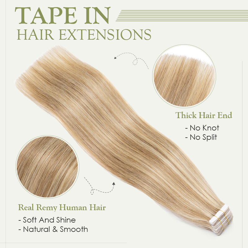 8A Tape in Remy Real Human Hair Extensions Seamless Skin Weft Full End 20pcs 50G