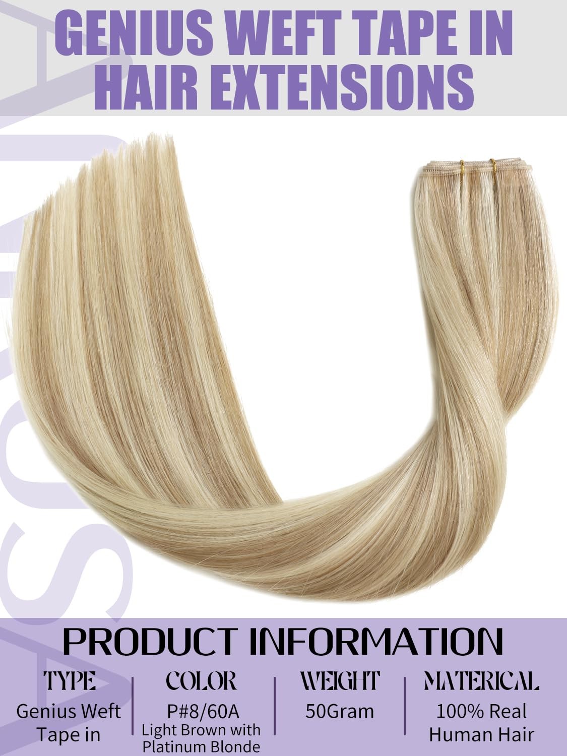 Anrosa 18 Inch Wide Tape In Hair Extensions Human Hair 50G Genius Weft Tape