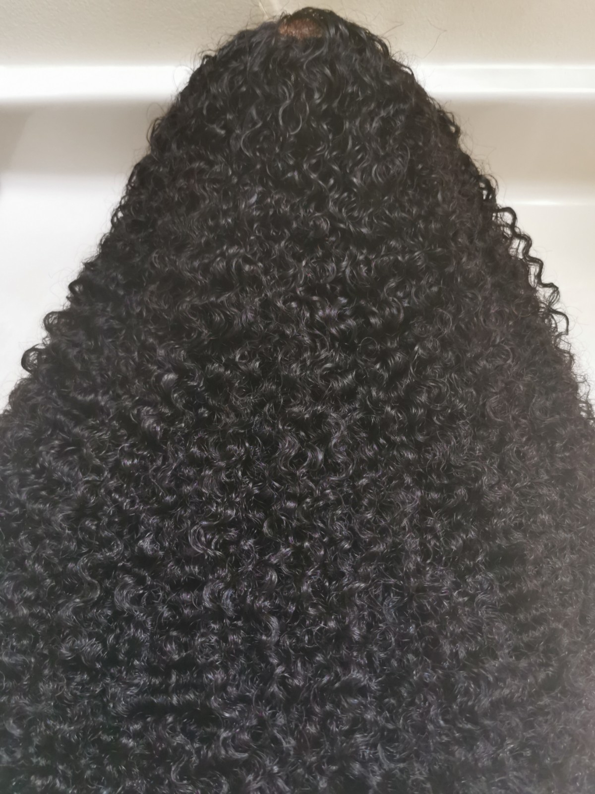 Quality Natural Black Jerry Curly Human Hair Glueless Closure Wig 24″ Handmade
