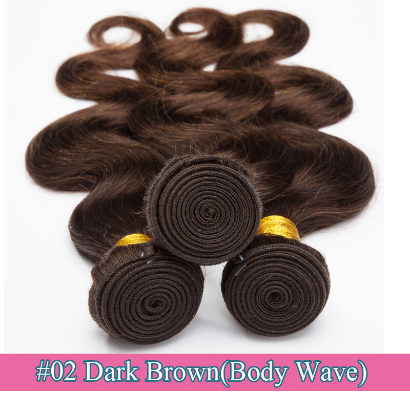 Wavy Weaving Weft Indian Virgin Human Hair Extensions 3 Bundles /300G Brown Long