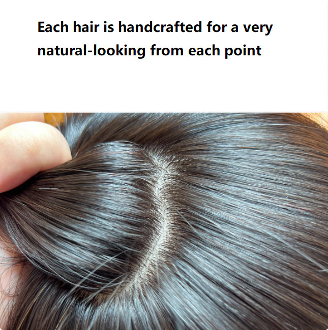 Handcrafted invisible Mens Toupee Hairpiece, front french lace, 0.1mm thin silk