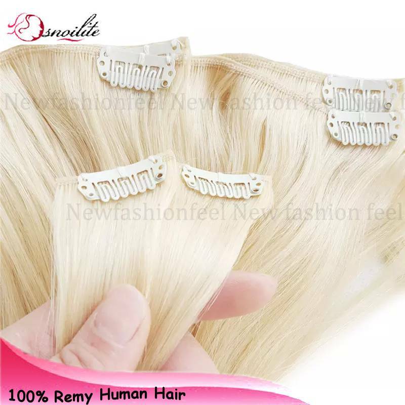 CLEARANCE 8pcs Clip in Real REMY Human Hair Extensions Full Head Ombre Balayage