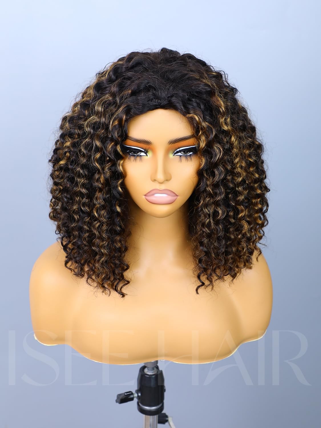 Isee Half Wig Human Hair Water Wave Human Hair Glueless Wigs Seamless Clip Ins