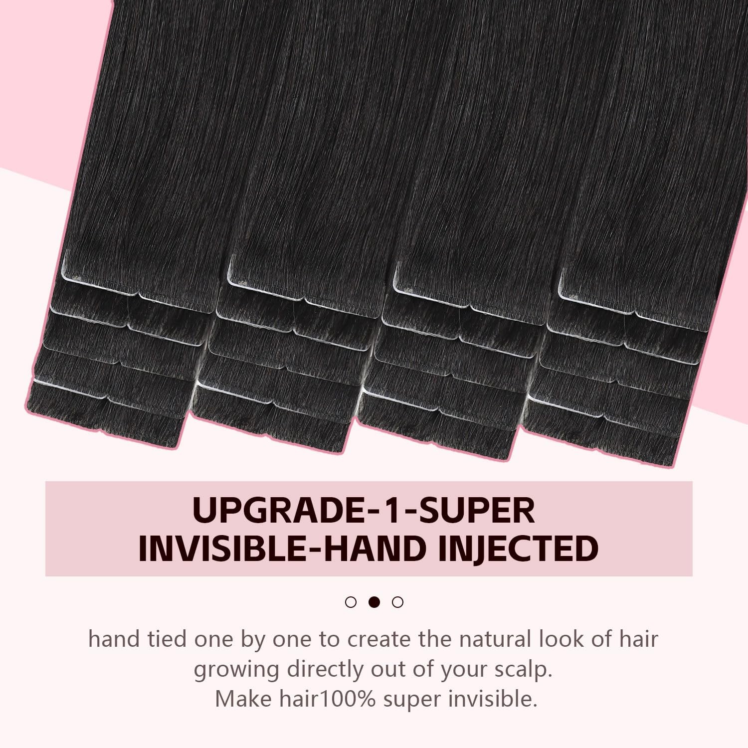Sweetmet Invisible Tape in Hair Extensions Real Human Hair Pro3.0#1B Natural Bla