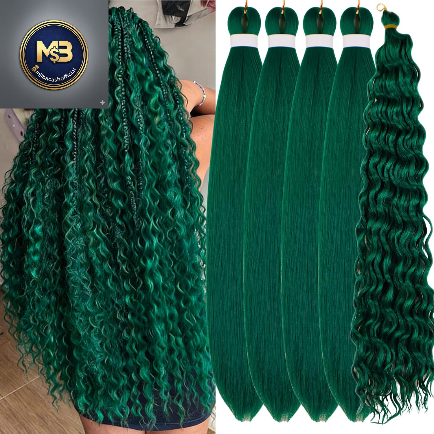 Green Braiding Hair Pre Stretched Dark Green Boho Hair for Braiding Hypoallergen