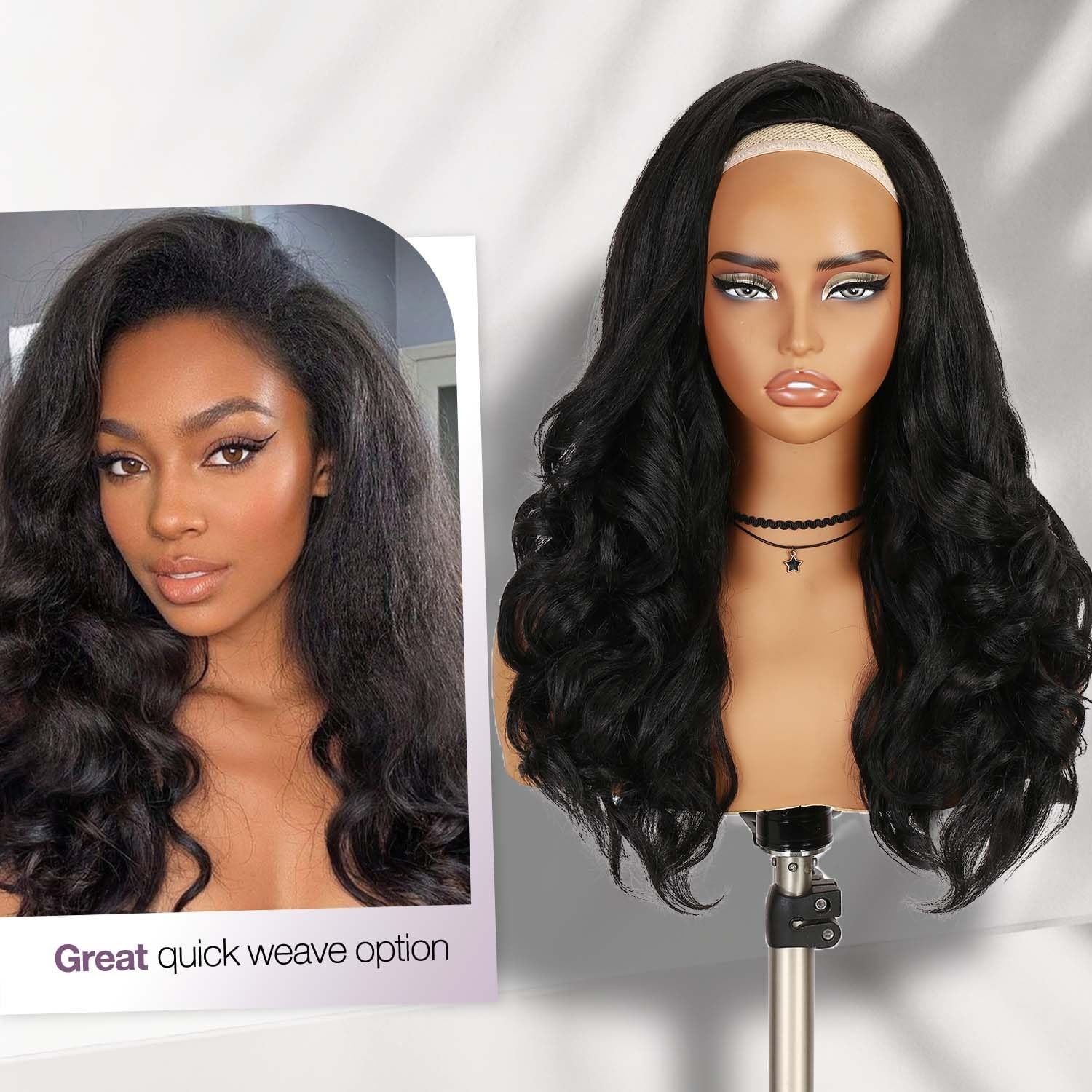 Yaki Curly Half Wig Loose Curly Synthetic Kinky Straight Wig With Curly End f…