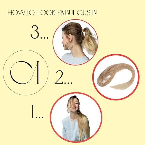 20″ Hairpiece Ponytail Clip On Extensions With blond mix #26T613A H151